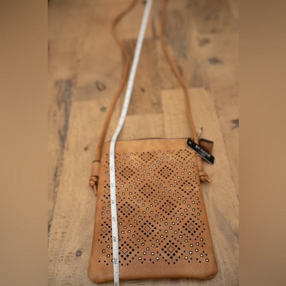 Tan Vegan Leather Studded Crossbody Bag - Picture 5 of 6